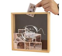 Travel Ticket Collection Box,Wooden Box With Slot Top,Adventure Archive Box,Photo Collection Box,Wedding Box, Memento Frame Display Case