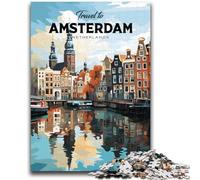 Travel to Amsterdam Jigsaw Puzzles for Teenagers, for Age 14+ Game Wall Decoration Unique Gifts for Birthday And Christmas 1000pcs (26x38cm)