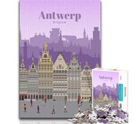 Travel to Antwerp 1000 Piece Jigsaw Puzzle for Adults And Teenagers,Staycation Kill Time Every Piece Is Unique - Challenging Family Fun Game 38x26cm