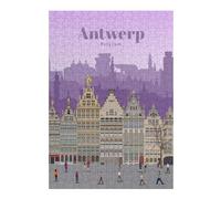 Travel to Antwerp Illustrated Jigsaw Puzzle for Adults, 300 PCS