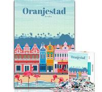 Travel to Aruba 1000 Piece Jigsaw Puzzles for Teenagers,Stress Reliever Staycation Kill Time with Matching Poster And Trivia Sheet 50x75cm