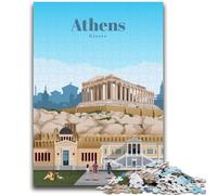Travel to Athens 1000 Pieces Jigsaw Puzzles for Adults And Teens,Stress Reliever Difficult Challenge Enhance Love between Couples (38x26cm)