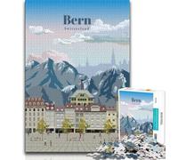 Travel to Bern Jigsaw Puzzles 1000 Pieces for Adults Teens,Staycation Kill Time with Fully Interlocking Randomly Shaped Pieces 38x26cm