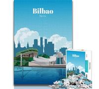 Travel to Bilbao Jigsaws 1000 Pieces for Adults,Challenging Game And Family Play with Fully Interlocking Randomly Shaped Pieces 38x26cm