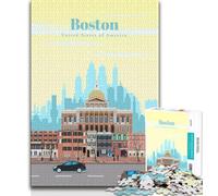Travel to Boston 1000 Piece Jigsaw Puzzles for Adults Gifts,Decompressing Intellectual Educational Toy Great Gifts And Toys 50x75cm