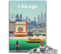 Travel to Chicago 1000 Pieces Jigsaw Puzzles for Adults And Teens, for 14+ Train Your Brain And Your Hands Christmas Game Gifts 2000pcs (70x100cm)