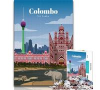Travel to Colombo Jigsaw Puzzles for Teenagers 1000 Piece Puzzle,Challenging Game Gifts for Is Ideal As A Gift for The Whole Family 50x75cm