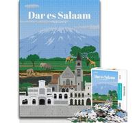 Travel to Dar Es Salaam 1000 Piece Jigsaw Puzzle for Adults Teens,Learning Educational Toys Family Games with Matching Poster And Trivia Sheet 38x26cm