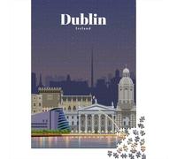 Travel to Dublin Travel Puzzle 1000 Pieces, Asian Architecture Inspired View, Interlocking Paper Pieces for Families, Travel Gift, Weekend Hobby, 38x26cm/1000pcs
