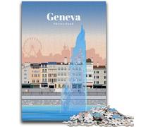 Travel to Geneva 1000 Piece Jigsaw Puzzle for Adults Teens, Suitable for Ages 14 And Up Wall Decoration Christmas Birthday Gift 1000pcs (50x75cm)