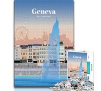 Travel to Geneva Jigsaw Puzzles 1000 Pieces for Adults Teens,Help The Brain Exercise Addictive Toys to Cultivate Patience Great Gift 50x75cm