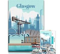 Travel to Glasgow Jigsaw Puzzles for Adults 1000 Piece Puzzle,Challenging Game And Family Play Wall Decoration Unique Birthday And Xmas Gifts 38x26cm