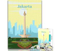 Travel to Jakarta Jigsaws 1000 Pieces for Teenagers,Staycation Kill Time Every Piece Is Unique - Challenging Family Fun Game 75x50cm