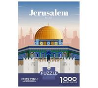 Travel to Jerusalem Jigsaw Puzzle 1000 Pieces, Historic Square Architecture, Thick Cardboard Pieces, Birthday Gift for Home Décor Fans, Paper Board, 52x38cm/1000pcs