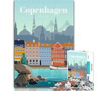 Travel to Kobenhavn Jigsaw Puzzles for Adults 1000 Pieces,Family Game Stress Reliever Difficult Challenge Great Gifts And Toys 50x75cm