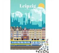 Travel to Leipzig Jigsaw Puzzle 1000 Pieces, Vintage Architecture Destination, Relaxing Challenge for Puzzle Lovers, Adult Puzzle, 52x38cm/1000pcs
