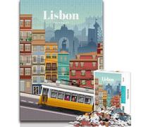 Travel to Lisbon Jigsaws Puzzles 1000 Pieces for Adults Gifts,Challenging Family Activity Games DIY Toy for Home Wall Decor Gifts 38x26cm