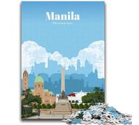 Travel to Manila Puzzles for Teenagers 1000 Pieces, Learning Educational Toys Family Games Suitable for Desktop Decoration 1000pcs (26x38cm)