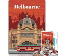 Travel to Melbourne Again Jigsaw Puzzles for Adults 1000 Piece,for Educational Game Challenge Toy for Is Ideal As A Gift for The Whole Family 50x75cm