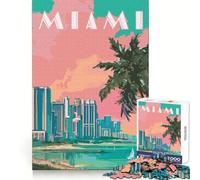 Travel to Miami Jigsaw for Adults 1000 Pieces Cognitive Memory Leisure Pleasure Crisp Edges (50x75cm)