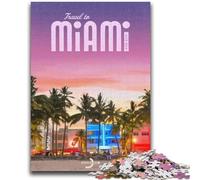 Travel to Miami Jigsaw Puzzles for Teenagers 1000 Jigsaws, for Age 14+ Fun Games Fun Activities at Home, Birthday Gifts, Travel Gifts 1000pcs (26x38cm)