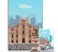 Travel to Milan 1000 Piece Jigsaw Puzzle for Adults And Teenagers,Quiz Game Wall Decoration Unique Birthday And Xmas Gifts 50x75cm