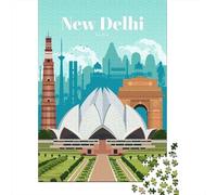 Travel to New Delhi 1000 Piece Jigsaw Puzzle, Famous Building Scenic Print, Relaxing Challenge, Matte Printed Jigsaw, for Families, 52x38cm/1000pcs