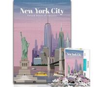 Travel to NYC by Dusk Puzzles for Teenagers Teens 1000pc Puzzle,Family Game Stress Reliever Difficult Challenge Secret Santa Gifts 38x26cm