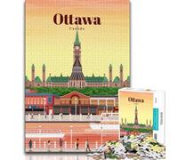Travel to Ottawa 1000 Piece Jigsaw Puzzles for Teenagers,Stress Reliever Staycation Kill Time with Matching Poster And Trivia Sheet 50x75cm