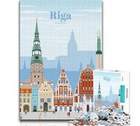 Travel to Riga Jigsaw Puzzles for Teenagers 1000 Piece Puzzle,Challenging To Complete But Fun And Humorous Birthday Present,Gifts,Wall Art 50x75cm