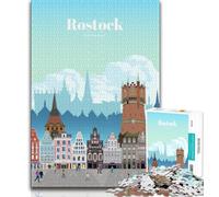 Travel to Rostock Jigsaw Puzzles for Teenagers 1000 Piece,Family Game Stress Reliever Difficult Challenge Artists Collection,Fine Art 50x75cm