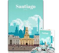 Travel to Santiago Jigsaws 1000 Pieces for Teenagers,Staycation Kill Time Every Piece Is Unique - Challenging Family Fun Game 38x26cm