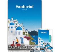 Travel to Santorini Jigsaw Puzzles for Adults 1000 Piece,Toys Educational Games Stress Relieving Suitable for Desktop Decoration 38x26cm