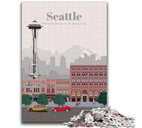 Travel to Seattle Adult Jigsaw Puzzles 1000 Pieces, Toys Educational Games Stress Relieving Secret Santa Gifts for And Age 14 1000pcs (26x38cm)