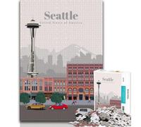 Travel to Seattle Jigsaw Puzzles for Adults 1000 Jigsaws,Challenging Game And Family Play Wall Decoration Unique Birthday And Xmas Gifts 38x26cm