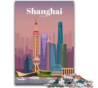 Travel to Shanghai Jigsaw Puzzles for Adults Teenagers Jigsaws Puzzle,Challenging Game And Family Play for Is Ideal As A Gift for The Whole Family (50x75cm)