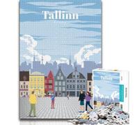 Travel to Tallinn Puzzles for Adults Teens 1000pc Puzzle,Challenging Game Toys Every Piece Is Unique - Challenging Family Fun Game 50x75cm