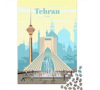 Travel to Tehran Travel Puzzle 1000 Pieces, Asian Architecture Inspired View, Matte Printed Jigsaw for Travel Lovers, Decorative Artwork, 38x26cm/1000pcs