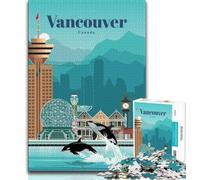 Travel to Vancouver Jigsaw Puzzles for Adults 1000 Piece,Challenging Game Toys Every Piece Is Unique - Challenging Family Fun Game 38x26cm