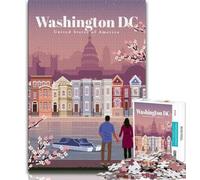 Travel to Washington DC 1000 Piece Jigsaw Puzzles for Adults & Teens,Challenging To Complete But Fun And Humorous Educational Game for Birthday 38x26cm