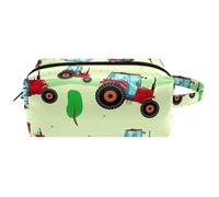 Travel Toiletries Bags Cosmetic Bag for Women Microfiber Leather Makeup Handy Pouch Organiser with Zipper, Red Tractor in The Field