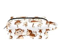 Travel Toiletries Bags Cosmetic Bag for Women Microfiber Leather Makeup Handy Pouch Organiser with Zipper, Cheeky Monkey Animal