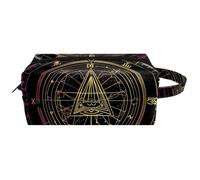 Travel Toiletries Bags Cosmetic Bag for Women Microfiber Leather Makeup Handy Pouch Organiser with Zipper, Bill Cipher Wheel Zodiac