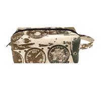 Travel Toiletries Bags Cosmetic Bag for Women Microfiber Leather Makeup Handy Pouch Organiser with Zipper, Grunge Airplane Propeller and Dial