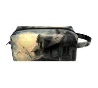 Travel Toiletries Bags Cosmetic Bag for Women Microfiber Leather Makeup Handy Pouch Organiser with Zipper,Raven Abandoned House Dead Tree