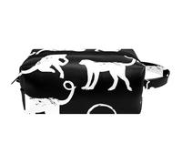Travel Toiletries Bags Cosmetic Bag for Women Microfiber Leather Makeup Handy Pouch Organiser with Zipper, Monkey Animal Silhouette