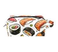 Travel Toiletries Bags Cosmetic Bag for Women Microfiber Leather Makeup Handy Pouch Organiser with Zipper, Salmon and Fish Roe Sushi Rolls