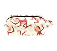 Travel Toiletries Bags Cosmetic Bag for Women Microfiber Leather Makeup Handy Pouch Organiser with Zipper, Monkey Animal