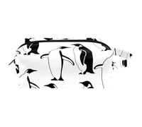 Travel Toiletries Bags Cosmetic Bag for Women Microfiber Leather Makeup Handy Pouch Organiser with Zipper, Penguins Playing Together
