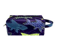 Travel Toiletries Bags Cosmetic Bag for Women Microfiber Leather Makeup Handy Pouch Organiser with Zipper, Danger Shark on The Deepsea